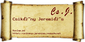 Csikány Jeremiás névjegykártya